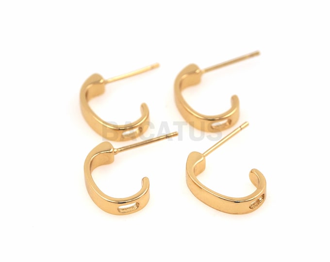 1 pair, 18K Gold Filled C-Shaped Earrings, Letter Charm, Letter Earrings, Exquisite Everyday Earrings, A Gift For Her 17x14x3mm