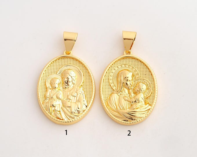 18K Gold Filled Virgin Mary Charm,Dainty Religious Pendant,Jesus Pendant ,DIY Jewelry Supplies,41.3x25x4mm