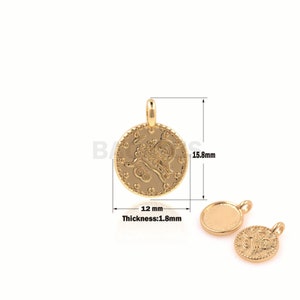 1PCS Ottoman Pendant, Round Ottoman Necklace, Ottoman Charm, Round flat Coin,Gold Plated Findings 15.8x12x1.8mm