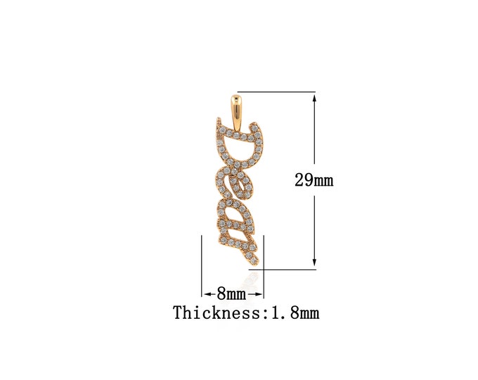 18K Gold Filled DEAR pendant,Gold Dainty long Charms,DEAR Charm Bracelet Necklace for DIY Jewelry Making Supply