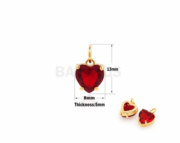 1Pcs Ruby Red Crystal Necklace, Heart-Shaped Pendant Necklace Crystal Pendant Ruby Jewelry Accessories New Gold Heart Jewelry DIY Production