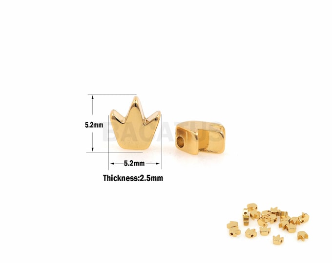 1PCS Mini Gold Crown Beads, Crown Charm, Brass Crown Beads, Bracelet Beads, Suitable For Jewelry Making Supplies 5.2x5.2x2.5mm