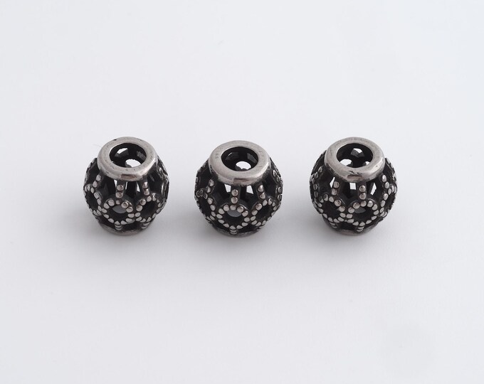 1 pcs Stainless Steel Retro Ball Spacer Beads,Silver Round Beads,Ball Beads DIY Bracelet Necklace Earrings Jewelry Making,9.6x9.5mm