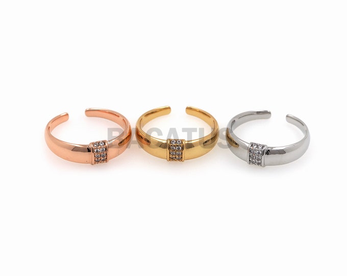 1PCS Round Glossy Ring Opening Adjustable Jewelry Micro-inlaid Zircon Ladies Trendy Fashion Jewelry