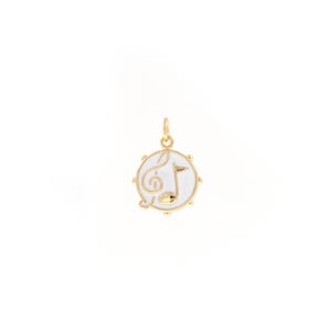 Enamel Eighth Note Pendant,18K Gold Filled Music Pendant,DIY Jewelry Supply,19.7x13.6x2mm