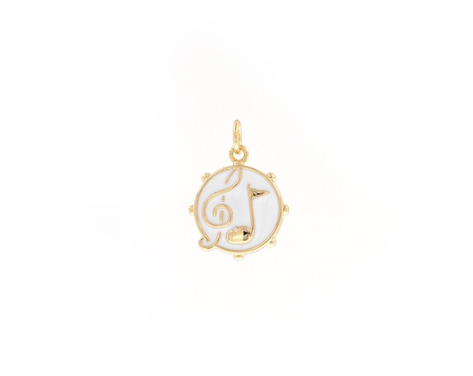 Enamel Eighth Note Pendant,18K Gold Filled Music Pendant,DIY Jewelry Supply,19.7x13.6x2mm