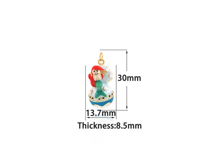 18K Gold Filled Mermaid  Pendant,Gold Dainty Mermaid Charms,Simple pendant Bracelet Necklace for DIY Jewelry Making Supply