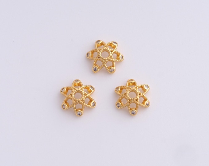 5 pcs 18K Gold Filled Flower Bead Caps,Flower Caps,Flower Bead Caps,Spacer Jewelry, DIY Jewelry Making,9.7x3mm