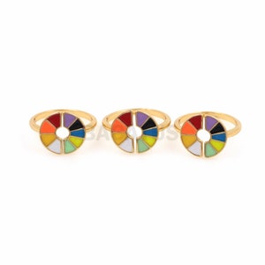 18K Gold Filled Enamel Palette Ring, Adjustable Ring, Gold Open Ring, Painter Ring, Artist Ring, Colorful Ring, Daily Ring