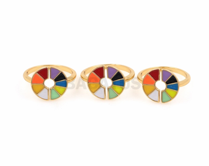 18K Gold Filled Enamel Palette Ring, Adjustable Ring, Gold Open Ring, Painter Ring, Artist Ring, Colorful Ring, Daily Ring