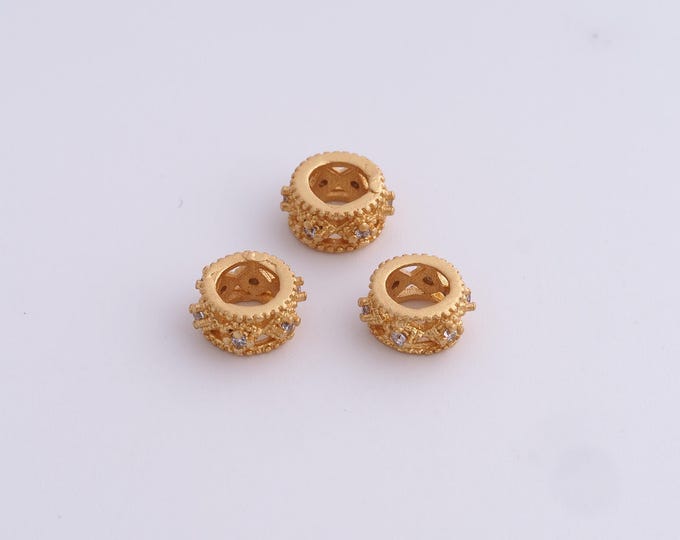 18K Gold Filled Round Spacer Beads,Gold Tube Beads, Round Beads DIY Bracelet Necklace Earrings Jewelry Making,8.5x4.3mm