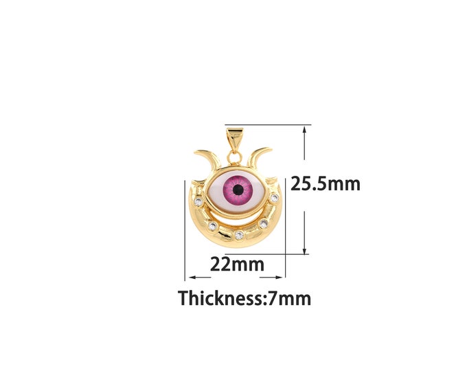 18K Gold Filled Devil Eye Pendant,Gold Dainty Eye Charms,Simple pendant Bracelet Necklace for DIY Jewelry Making Supply