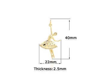 18K Gold Filled Dancing Pendant,Gold Dainty Ballet Charms,Dancer Charm Bracelet Necklace for DIY Jewelry Making Supply