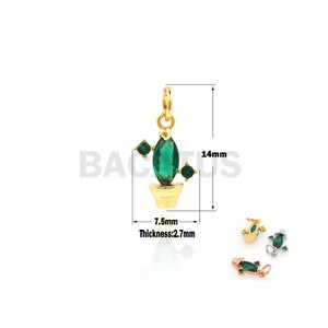 1 STÜCKE Micro-Pave grün Kaktus Halskette, Kaktus Charme, Pflanze Anhänger, geeignet für Schmuck machen Zubehör 14×7,5×2,7 mm