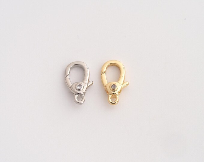 CZ Lobster Clasp,18K Gold Filled Spring Clasp,Claw Clasp,DIY Jewelry Supplies,11.4x7x3mm