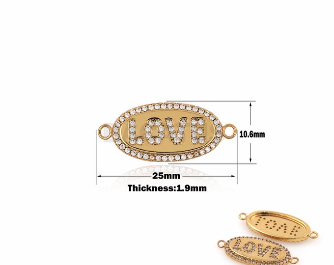 1PCS Oval Connector LOVE Connector Suitable for Bracelet, Necklace, Jewelry Supplies Oval Strap DIY Jewelry Making Micro Shop 10.6x25x1.9mm