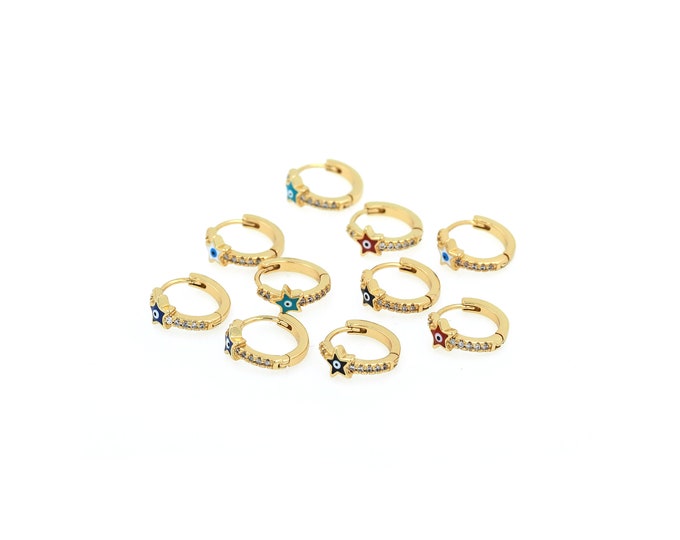 1pair 18K Gold Filled Devil Eye Earring,Gold Dainty Eye Earring,Minimalist Earrings,Gift for Her