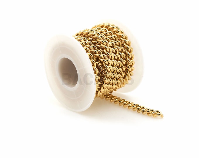 1meter Gold Cuban Chain, Semi-Finished Chain, Cuban Chain, Gold Curb Chain, Gold-Plated Chain, Suitable For Jewelry Making