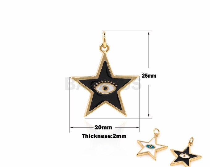 1PCS Pendant Eye Necklace Star Charm 18K Gold Plated Enamel Charm DIY Jewelry Making Turkish Eye Charm Dripping Oil Jewelry 25x20x2mm