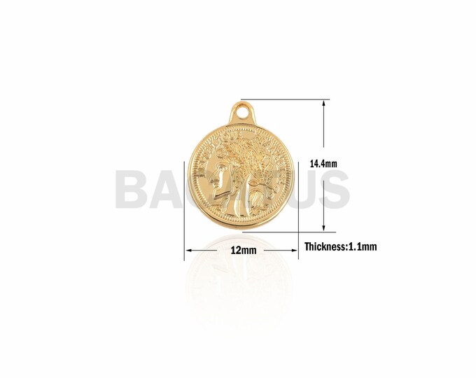 1PCS Gold-Plated Ancient Greek Mythology Pendant, Portrait Pendant, Gold Coin Necklace, Suitable For Jewelry Making Supplies 14.4×12×1.1mm