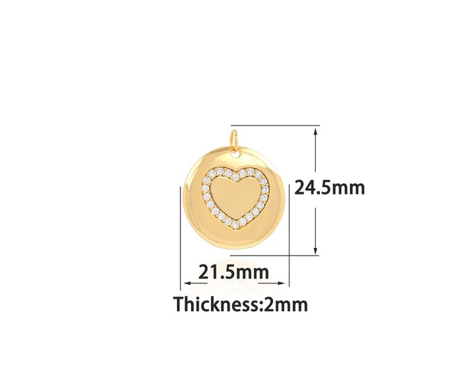 18K Gold Filled Heart Pendant,Gold Dainty Heart Charms,Simple pendant Bracelet Necklace for DIY Jewelry Making Supply