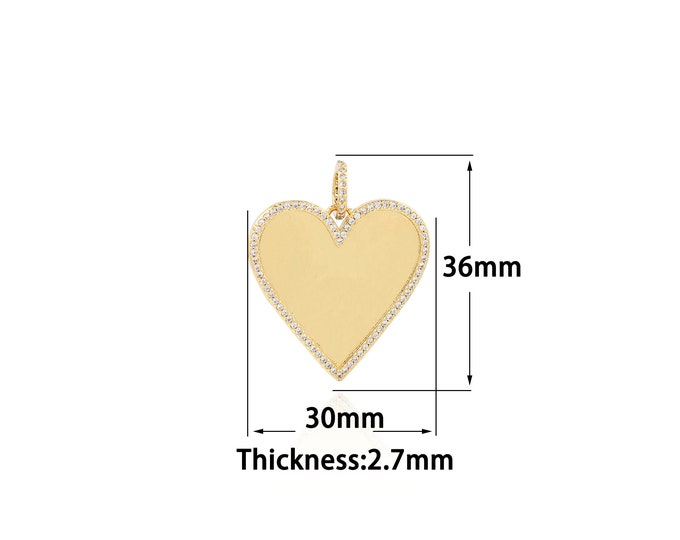 18K Gold Filled Heart Pendant,Gold Dainty Heart Charms,Simple pendant Bracelet Necklace for DIY Jewelry Making Supply