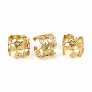 1PCS Leaf Ring Leaf Hollow Ring Women&#39;s Wide Ring 18K Yellow Gold Filled Minimalist Ring Valentine&#39;s Day Gift