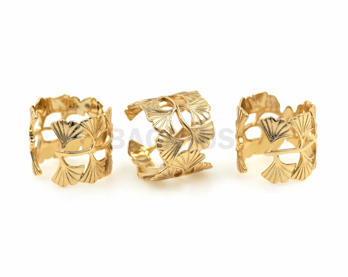 1PCS Leaf Ring Leaf Hollow Ring Women's Wide Ring 18K Yellow Gold Filled Minimalist Ring Valentine's Day Gift