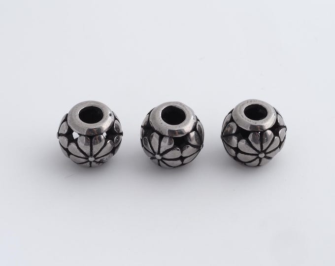 1 pcs Stainless Steel Retro Ball Spacer Beads,Silver Round Beads,Ball Beads DIY Bracelet Necklace Earrings Jewelry Making,10.6x10mm