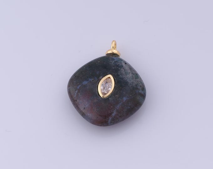 Energy Stone Pendant,18K Gold Filled Natural Stone Necklace,Stone Pendant, DIY jewelry Making Accessories,26.5x21.6x6.4mm