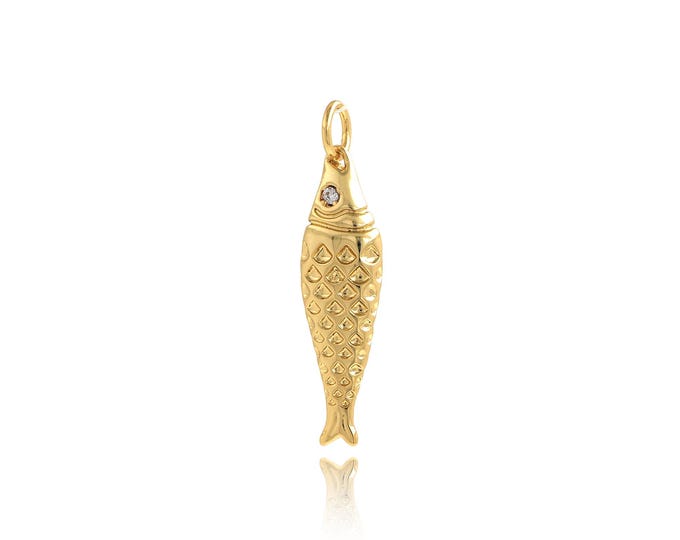 Fish Pendant,18K Gold Filled Marine Life Necklace, Fish Pendant, DIY jewelry Making Accessories,28.8x7x3.5mm