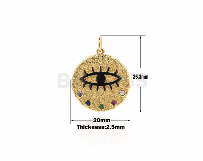 Eye Pendant,Gold Eye Pendant,CZ Micro Pave Round Charm beads 25.3*20*2.5mm 1PCS