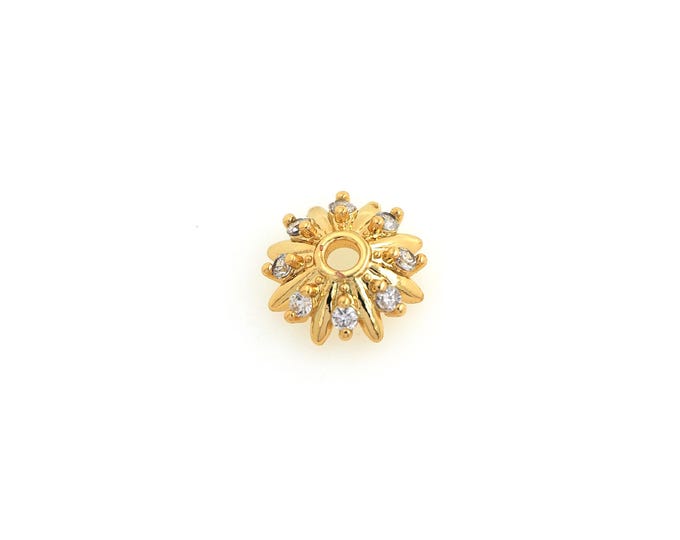 5 pcs Gold Filled Flower Bead Caps,Pearl Caps,Round Bead Caps,Flower Caps,Spacer Jewelry, DIY Jewelry Making,9.5x3mm