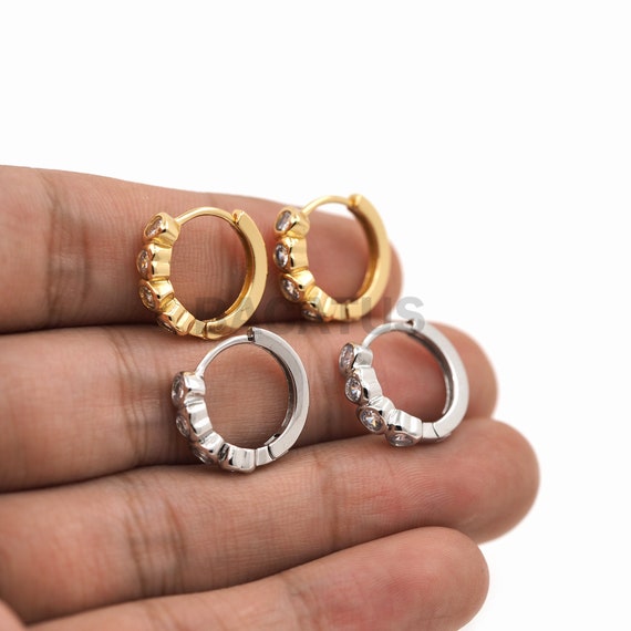 1pair Love Zircon Ear Hoop Earrings Shiny Single Row Cubic 1pair Love Zircon Ear Hoop Earrings Shiny Single Row Cubic