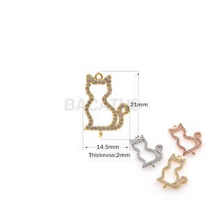 1PCS 18K Gold Filled Hollow Kitty Pendant Animal Jewelry Necklace Micro-Pave DIY Jewelry Making Supplies Accessories 21x14.5x2mm