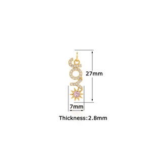 18K Gold Filled Letter pendant,Gold Dainty Sun Charms,Simple pendant Bracelet Necklace for DIY Jewelry Making Supply