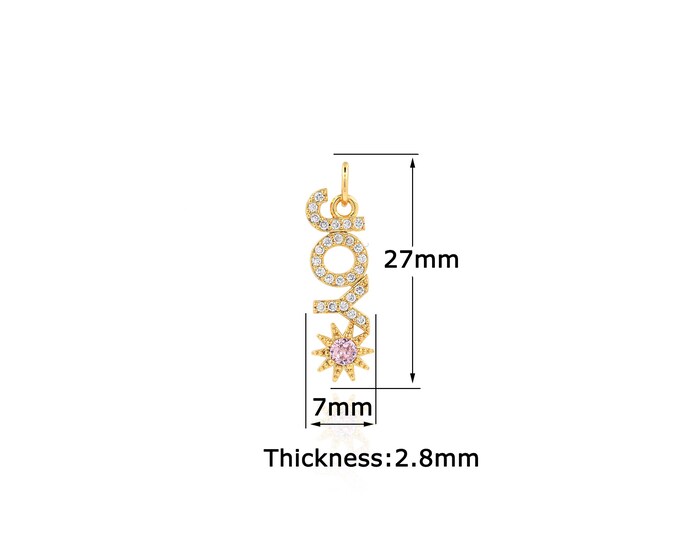 18K Gold Filled Letter pendant,Gold Dainty Sun Charms,Simple pendant Bracelet Necklace for DIY Jewelry Making Supply