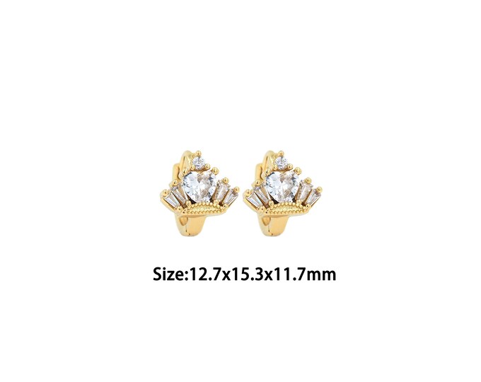 1 pair 18K Gold Filled Crown Earrings,Gold Dainty Crown Earrings,Simple Earrings,Gift for Her