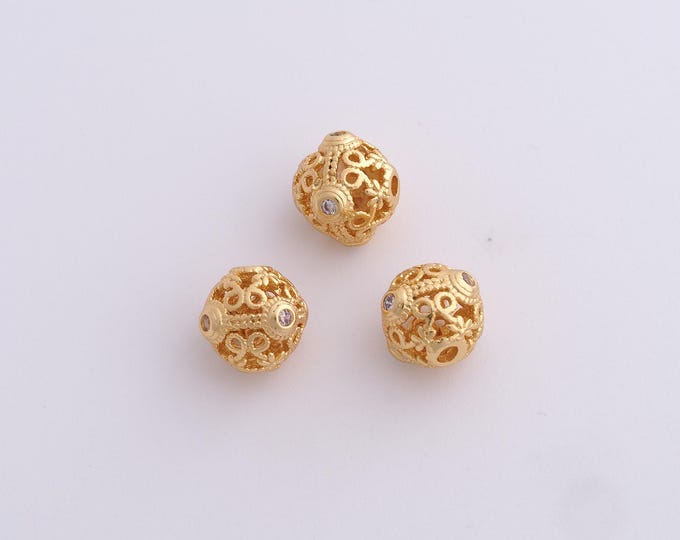 18K Gold Filled Round Spacer Beads,Gold Ball Beads, Tube Beads DIY Bracelet Necklace Earrings Jewelry Making,9.4x8.5mm