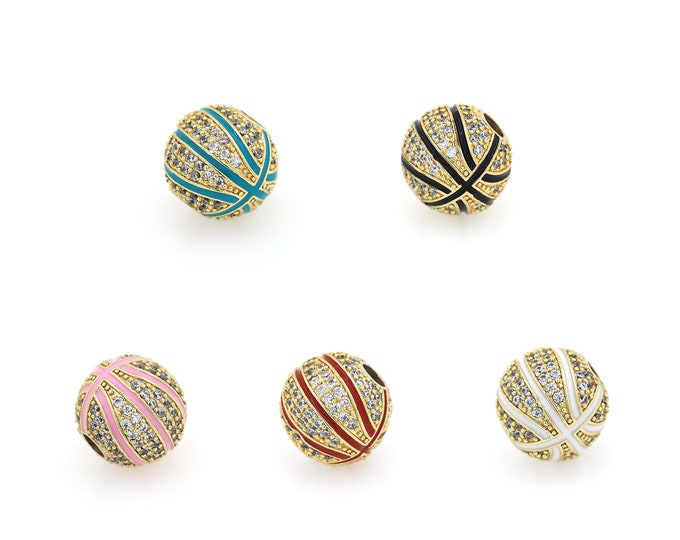 18K Gold Filled Basketball Beads,Gold Dainty Basketball Beads,DIY Bracelet Necklace Earrings Jewelry Making