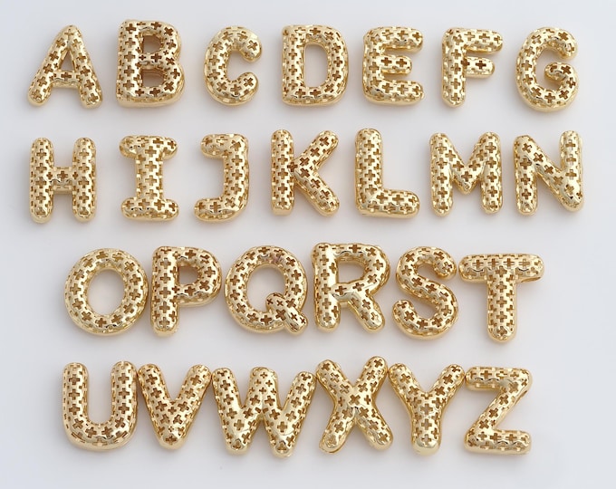 Initial Pendant,18K Gold Filled Letter Necklace, Alphabet Pendant, DIY jewelry Making Accessories,21.7x18.7x5.5mm