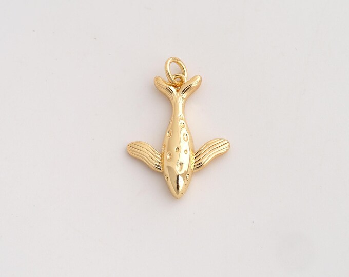 18K Gold Filled Whale Charm,Dainty Marine Life Pendant,Whale Pendant ,DIY Jewelry Supplies,25.6x17.3x3.8mm