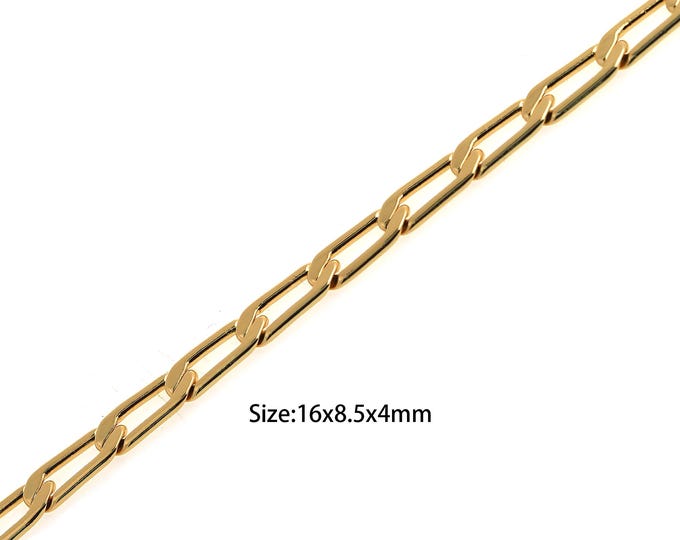 1 Meter 18K Gold Filled Rectangular Chain, Brass Rectangular Chain,Nickel Free Chain, Jewelry Necklace Bracelet Welding Chain