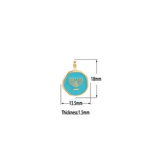 18K Gold Filled Alchemy  Pendant,Gold Symbol Charms,Round Enamel Charm Bracelet Necklace for DIY Jewelry Making Supply
