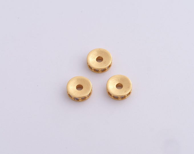 18K Gold Filled Round Spacer Beads,Gold Flat Beads, Disc Beads DIY Bracelet Necklace Earrings Jewelry Making,6x2mm
