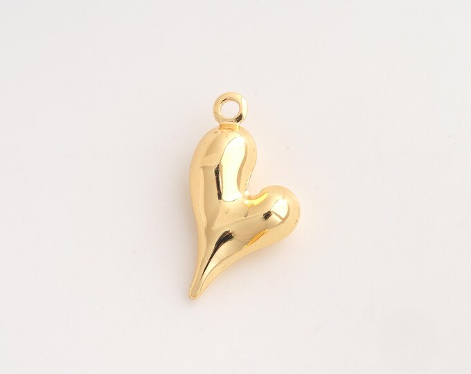 18K Gold Filled Heart Charm,Dainty Love Pendant,Heart Pendant ,DIY Jewelry Supplies,33x18.5x8.5mm
