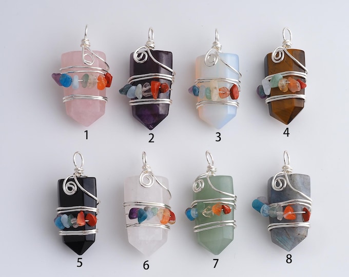 Prismatic Gemstone Pendant,Natural Stone Charms,Crystal Gemstone Charm DIY Jewelry Making Supply,41.5x19.5x15mm