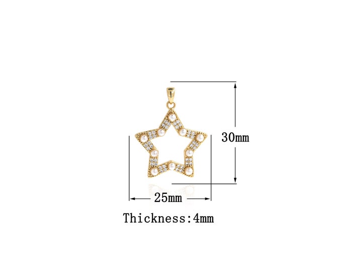 18K Gold Filled Star Pendant,Gold Dainty Star Charms,Simple pendant Bracelet Necklace for DIY Jewelry Making Supply