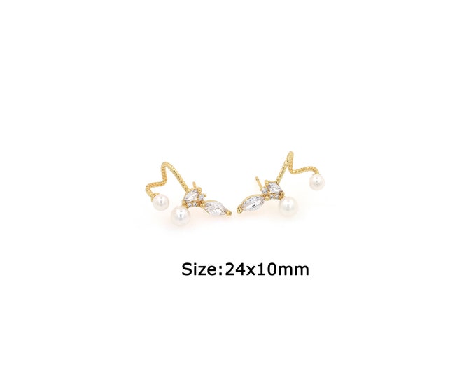 1 pair 18K Gold Filled Pearl Stud Earrings,Gold Dainty Pearl Stud Earrings,Simple Stud Earrings,Gift for Her
