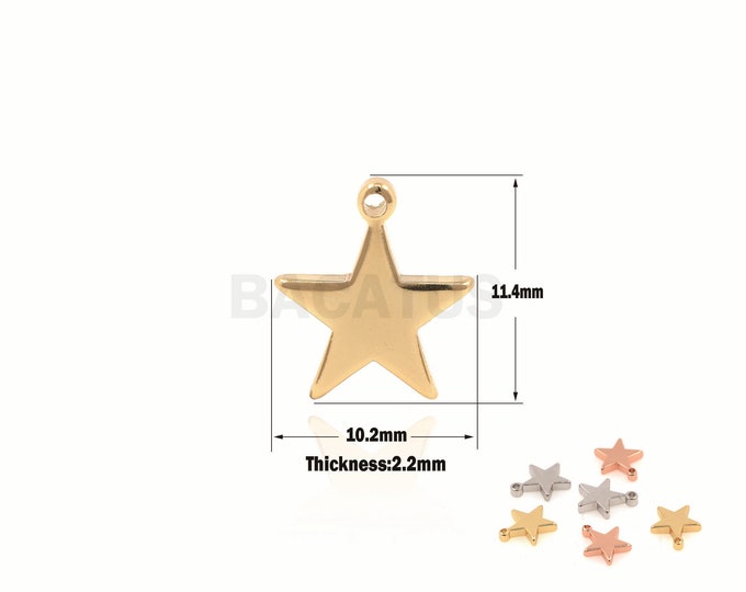 1pcs 18K Gold-Plated Star Jewelry, Gold-Plated Glossy Star Pendant, Gold Star Necklace, Star Charm, Medallion Star Pendant 11.4x10.4x2.2mm